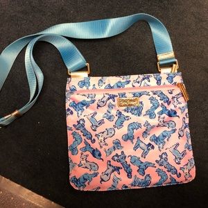 Lilly Pulitzer pink dog travel crossbody bag